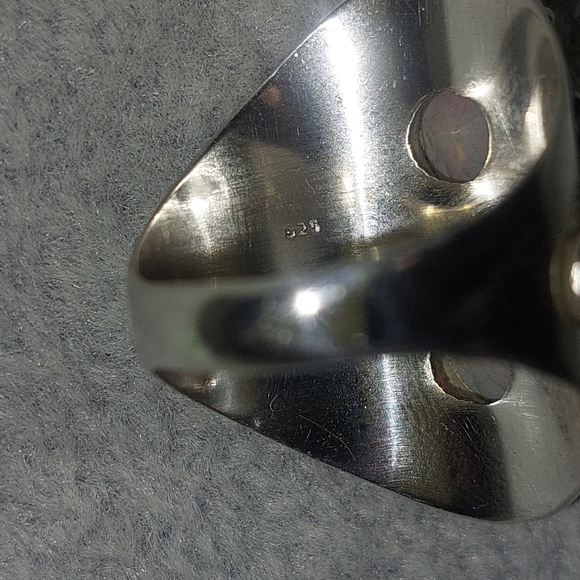 Ethiopian Opal Double Stone Vintage Style Sterling Silver Ring Size 7.5 - Picture 3 of 9